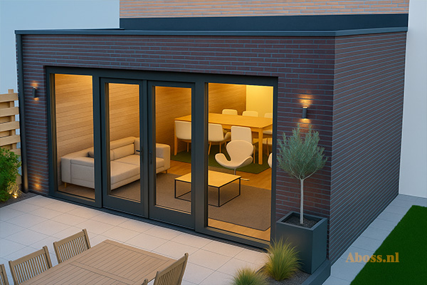 Uitbouw type 03: ruime woonkeuken met lichtstraat